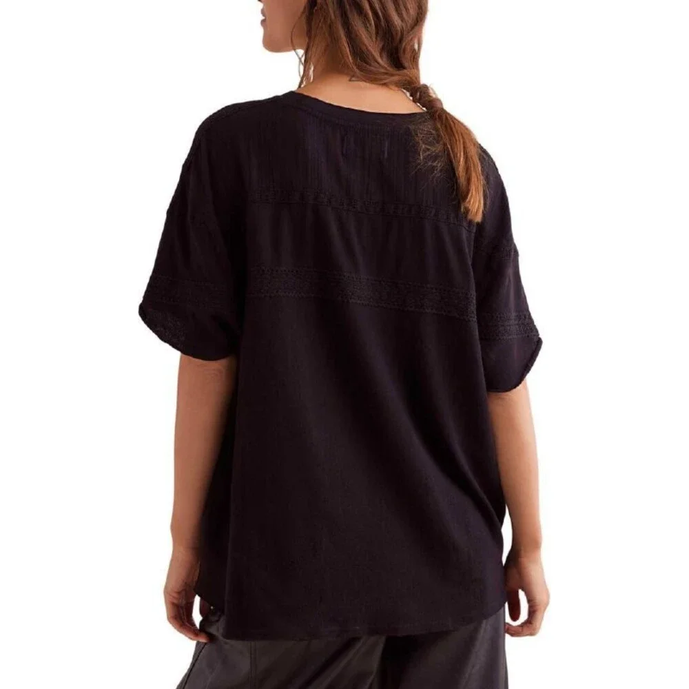 We The Free by Free People Striped Oversized Tee – Black – Size XS – NWT – $98 - Picture 4 of 7